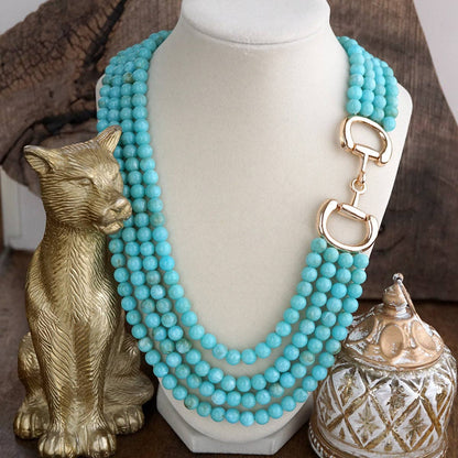 PennyLine Inc. Polished Rider – Multi-Strand Acrylic Bead Horse Bit Necklace