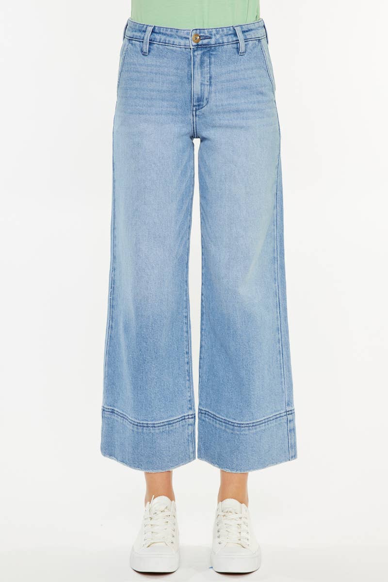 KanCan Darla High Rise Cropped Wide Leg Jeans