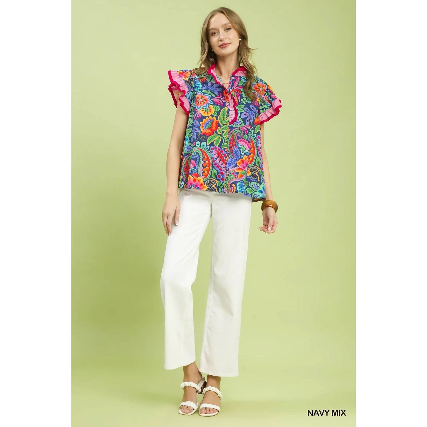 Ruffle Sleeve Floral Top