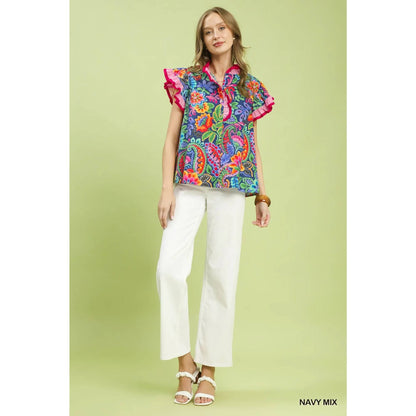 Ruffle Sleeve Floral Top