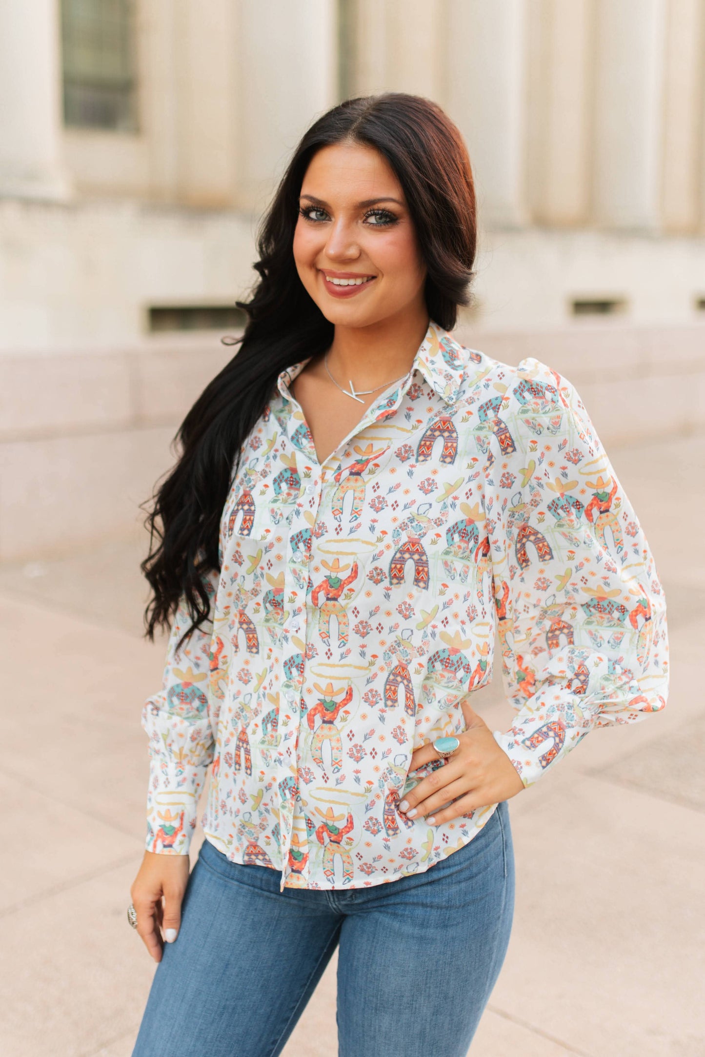 Roping Cowboy Blouse