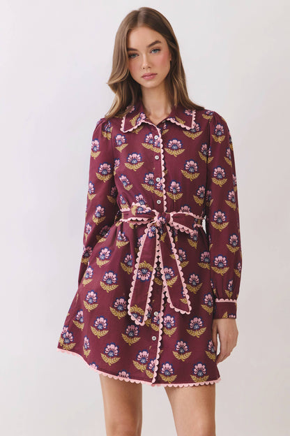 TCEC Scallop Trim Detail Mini Dress
