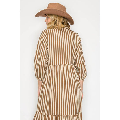 Western Stripe Tiered Maxi Dress