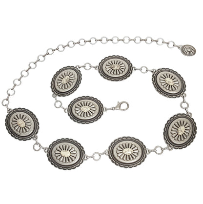 Western Oval Concho Chain Belt with Stones