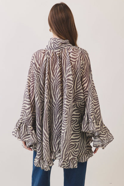 TCEC Zebra High Low Blouse