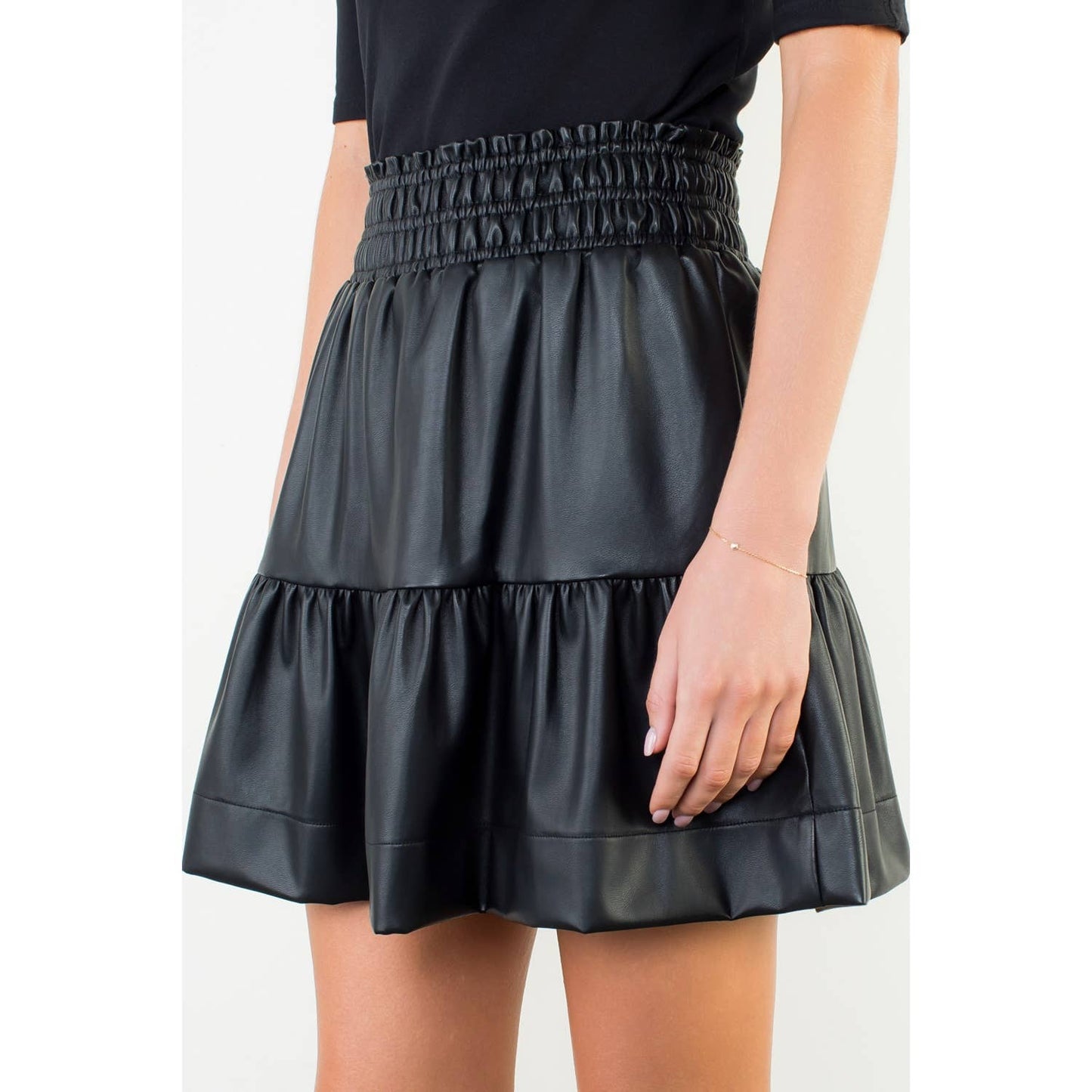 Tiered Leather Skirt
