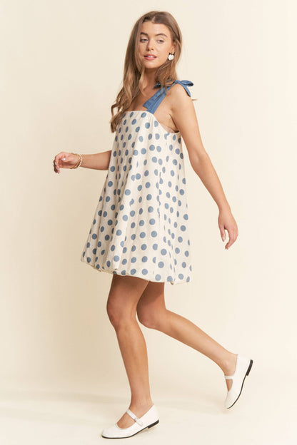 A-line Polka Dot Sleeveless Mini Dress