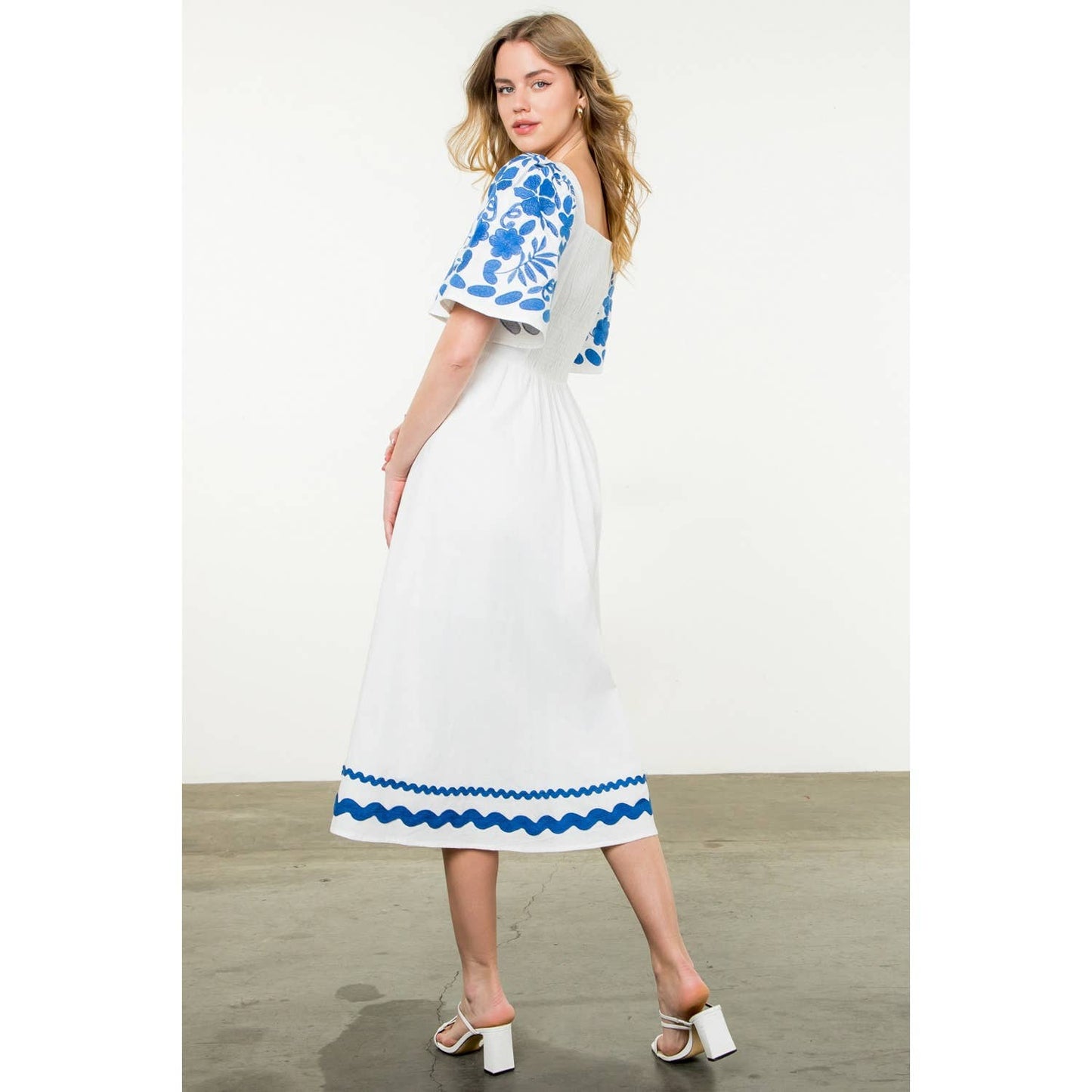 Embroidered Detail Midi Dress