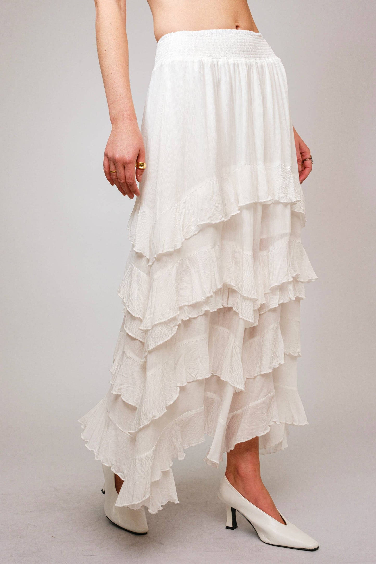 Crinkle Smocked Waist Maxi Skirt