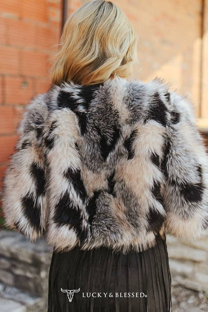 LUCKY & BLESSED Marbled Faux Fur Jacket
