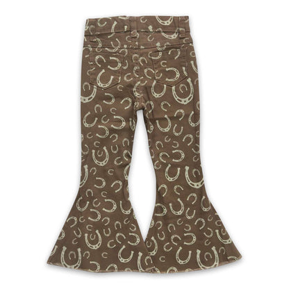 Brown Horseshoes Denim Girls Jeans