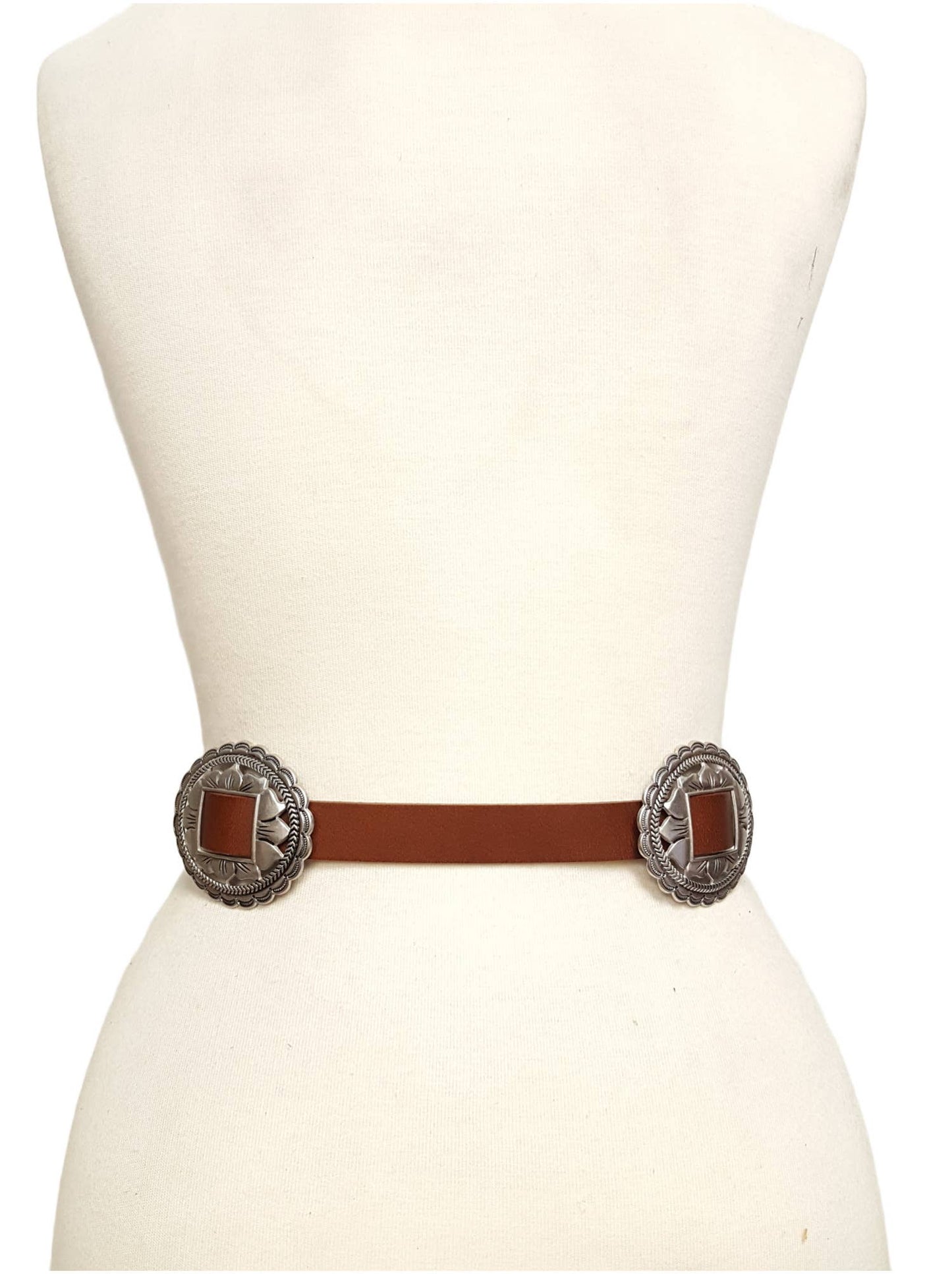 Genuine Leather Western Floral Concho Belt