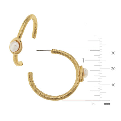 Susan Shaw Gold Mini Pearl Hoops