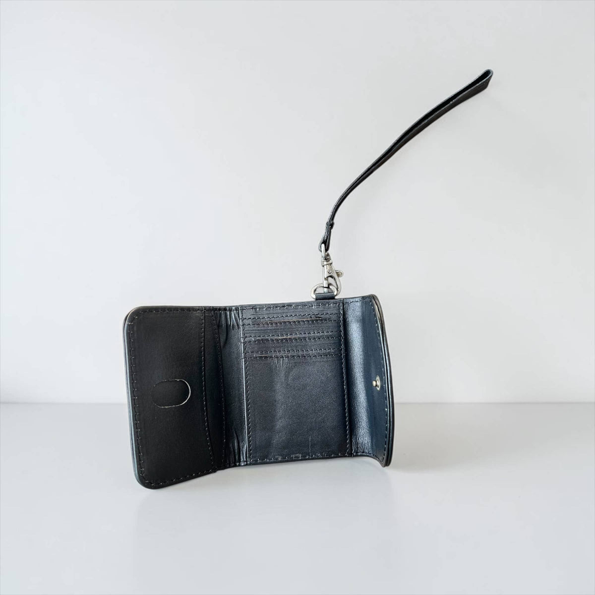Black Tooled Leather Wristlet Wallet