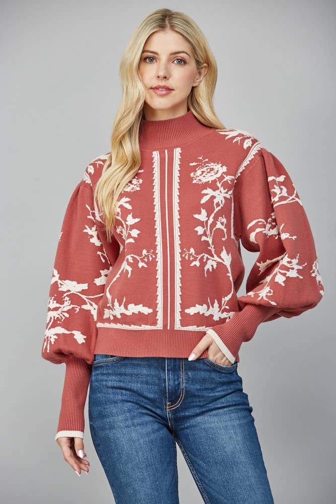 Baloon Sleeve Mock Neck Sweater
