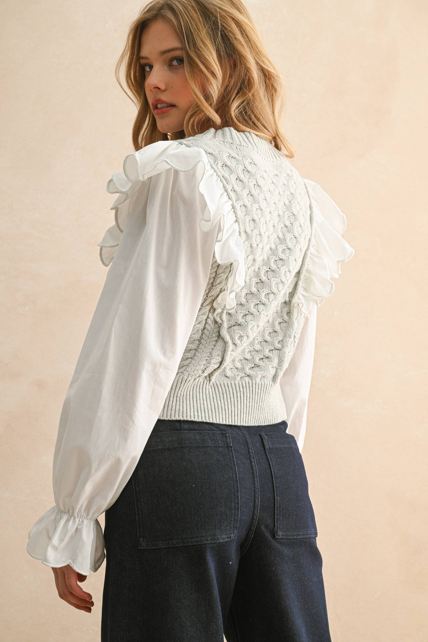 Miou Muse Ruffle Trim Sweater