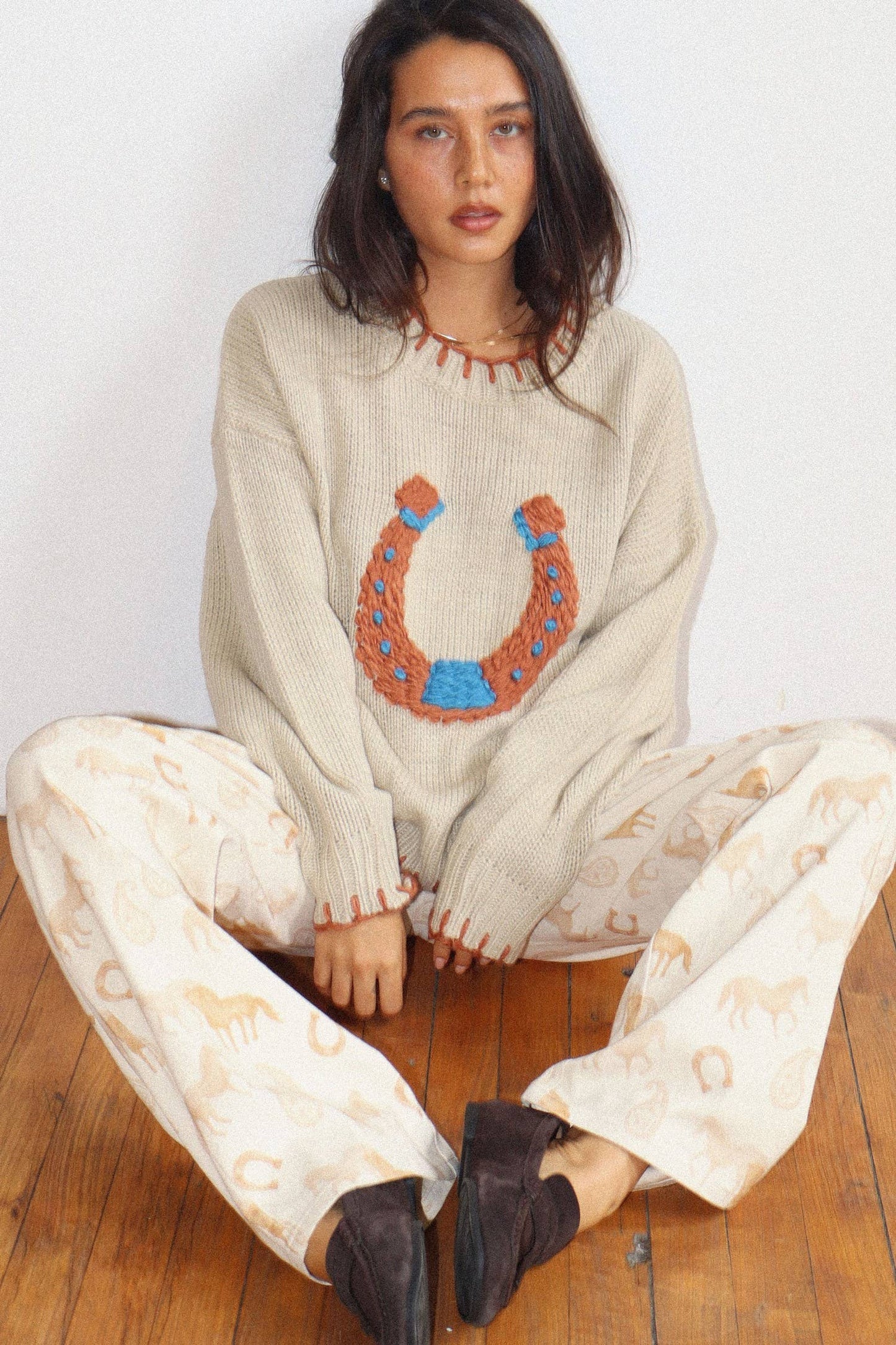 Bailey Rose Horseshoe Stitch Oversized Sweater