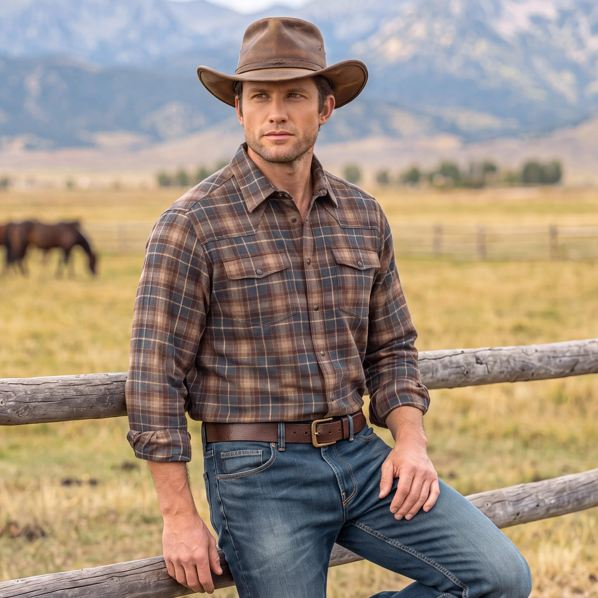 Madison Creek Outfitters Bisley Plaid Western Shirt