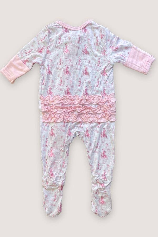 Pink Toile Cowgirl Footie Pajamas