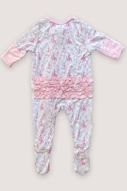 Pink Toile Cowgirl Footie Pajamas