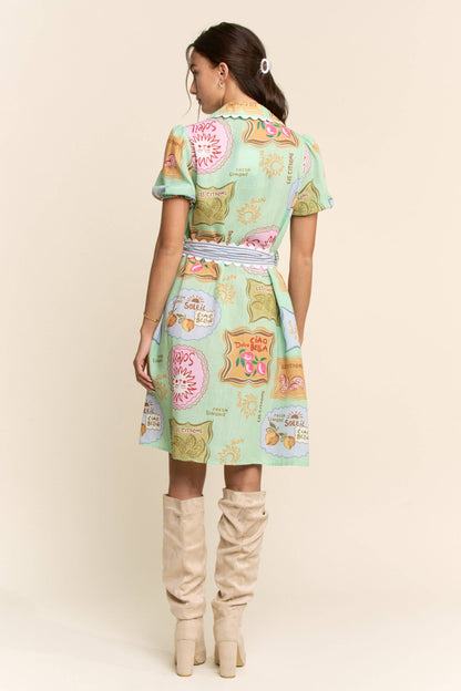 Linen Spring Detail Shirt Dress