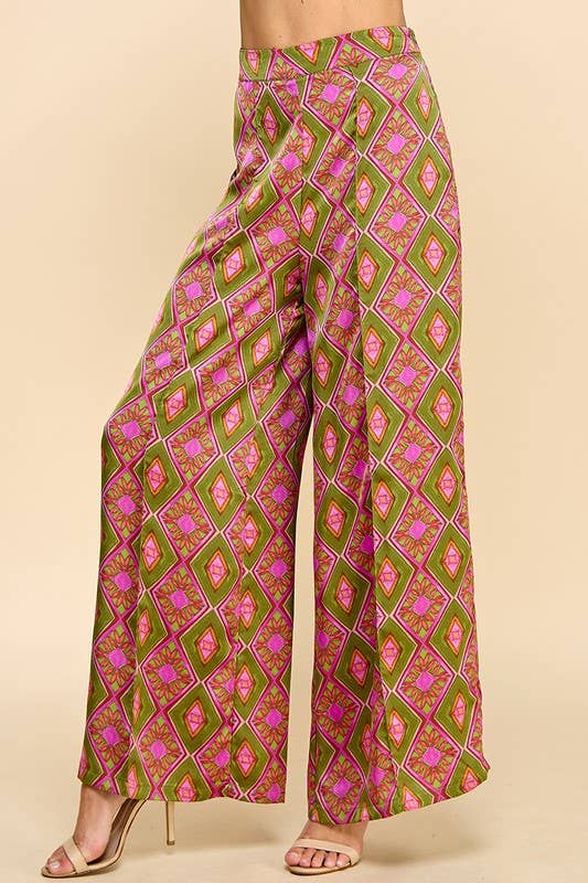 Abstract Print Full Length Pants