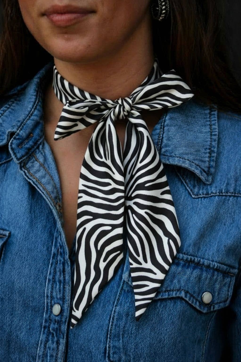 West & Co. Zebra Print Silk Twilly Scarf