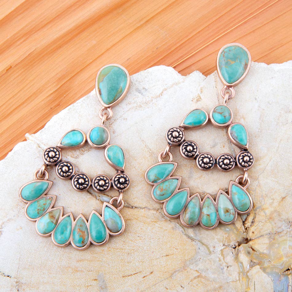 Barse Botanical Green Turquoise Statement Earrings