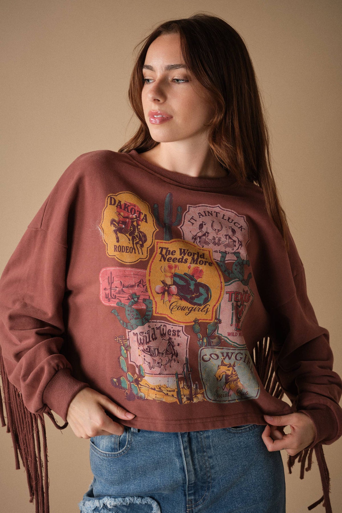 Blue B Wild West Graphic Fringe Sweatshirt