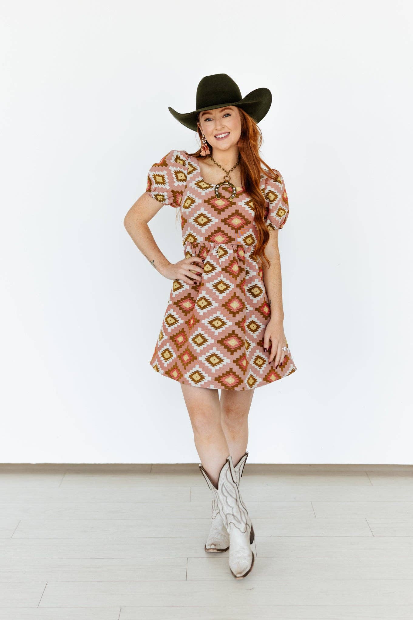 Turquoise Haven Pink Aztec Bubble Dress