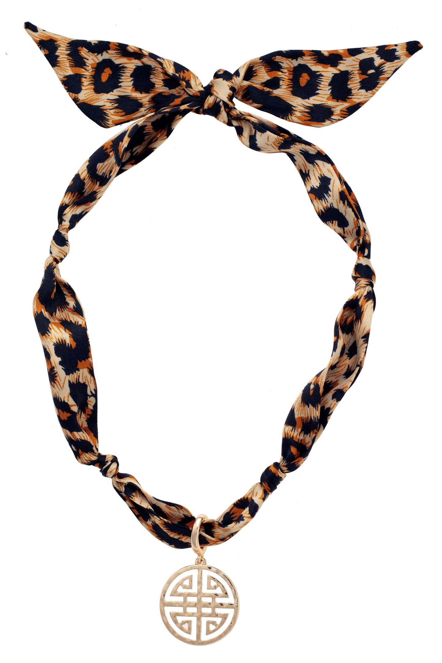Canvas Style Maia Greek Keys Scarf Necklace in Leopard
