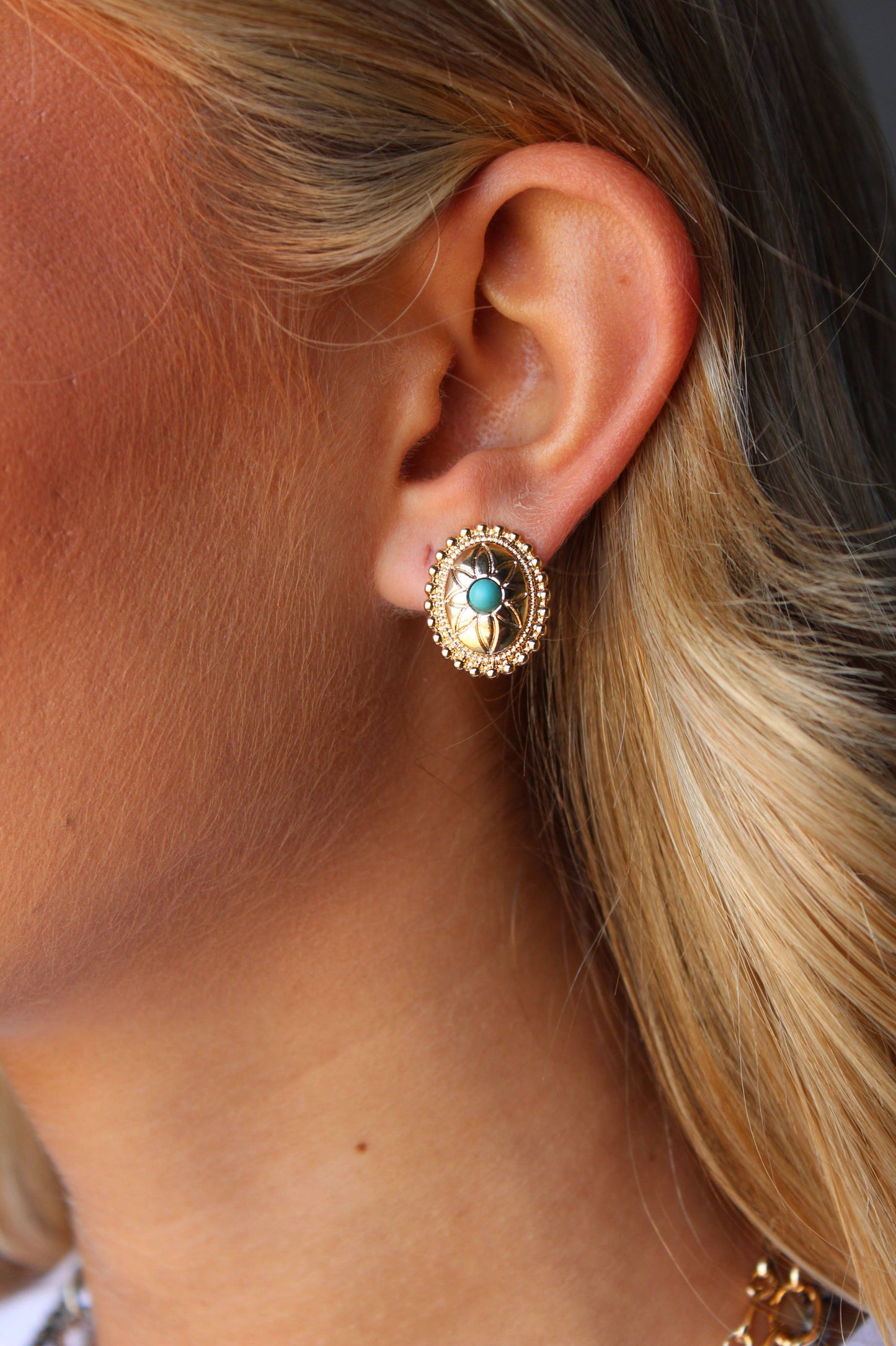 West & Co. Oval Post Earring w/ Turquoise