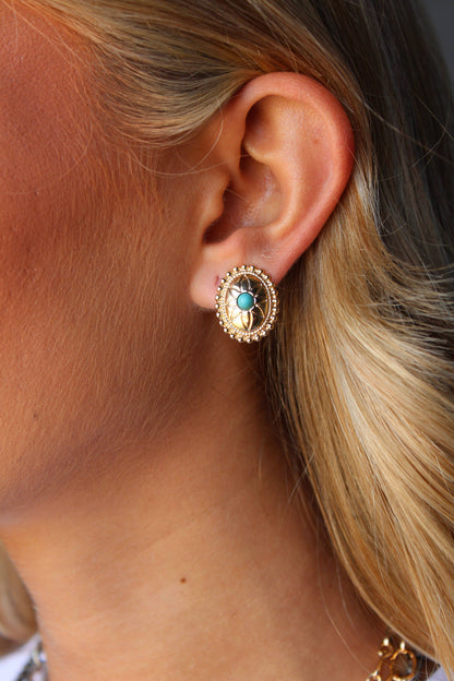 West & Co. Oval Post Earring w/ Turquoise