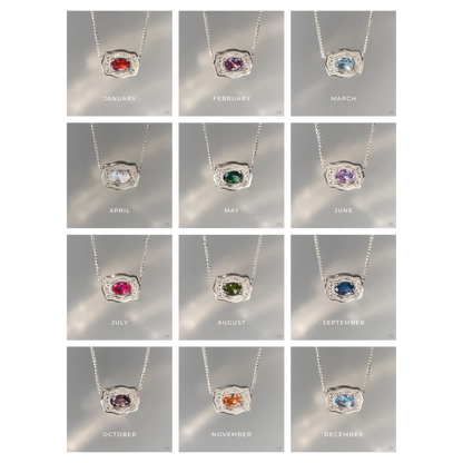 Silver Belt Buckle Birthstone Necklace