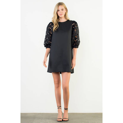 Eyelet Detail Short Sleeve Dress