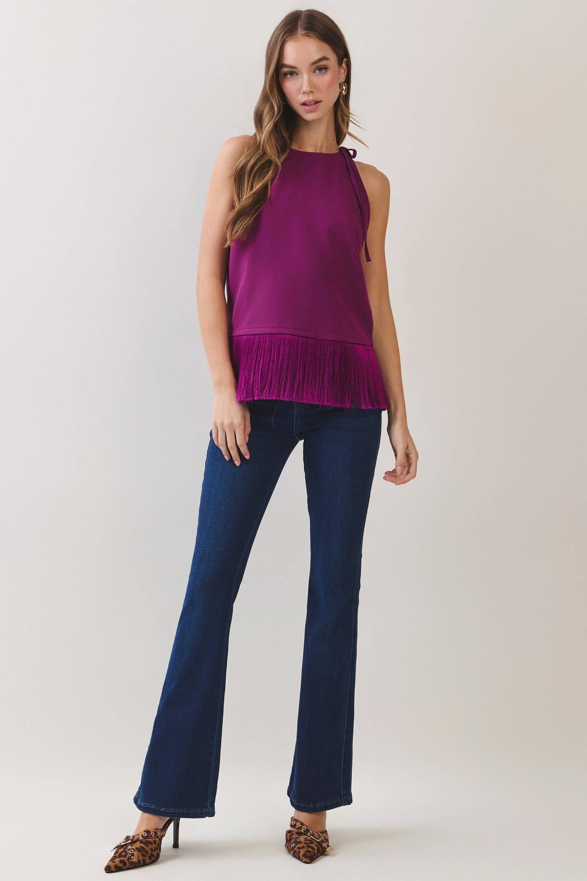 TCEC Fringe Hem Sleeveless Top