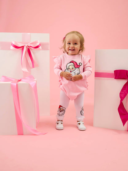 Baby Pink Santa Bubble Sweatshirt Romper