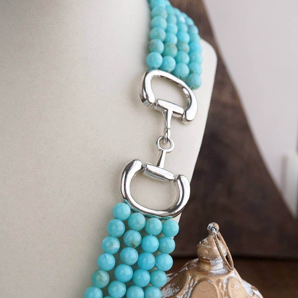 PennyLine Inc. Polished Rider – Multi-Strand Acrylic Bead Horse Bit Necklace
