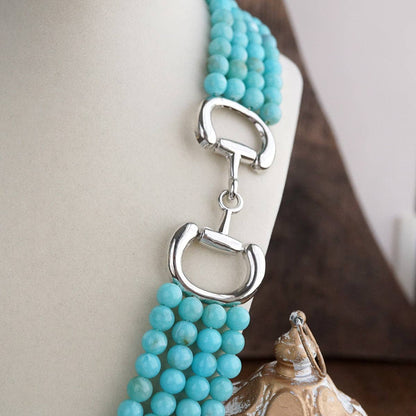 PennyLine Inc. Polished Rider – Multi-Strand Acrylic Bead Horse Bit Necklace