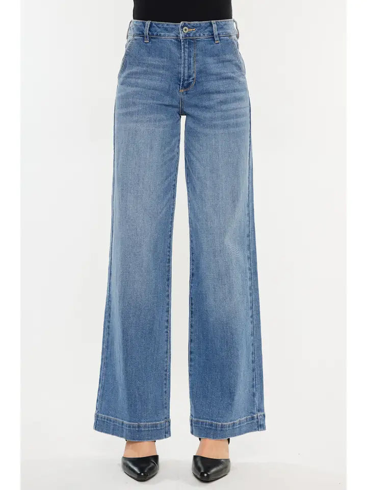 KanCan Bertha High Rise Trouser Wide Leg Jeans