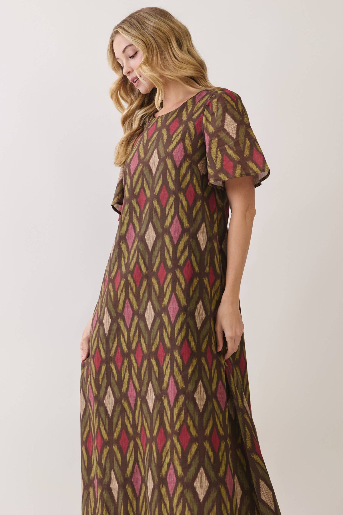 TCEC Geometric Fringe Hem Maxi Dress