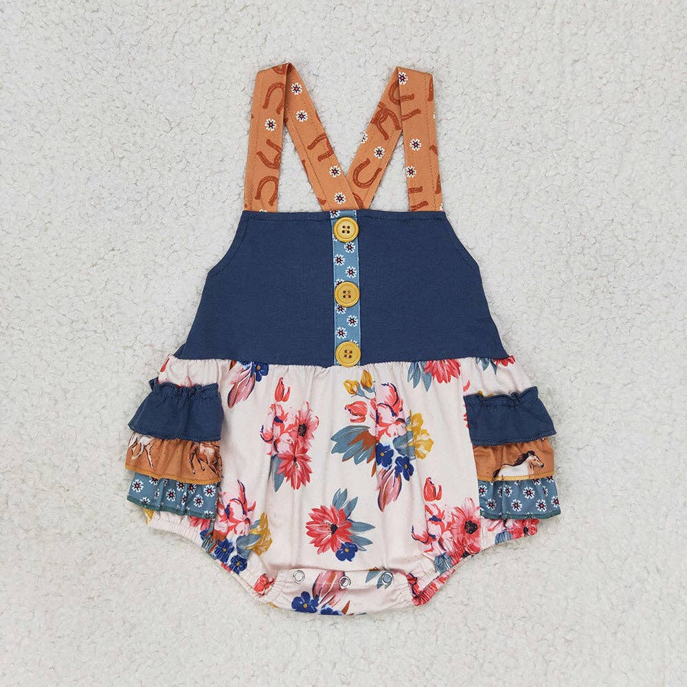 Baby Girls Western Ruffle Flowers Rompers
