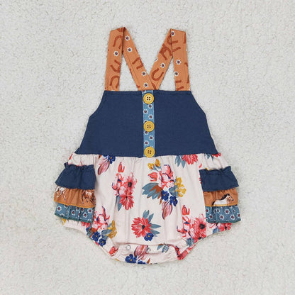 Baby Girls Western Ruffle Flowers Rompers