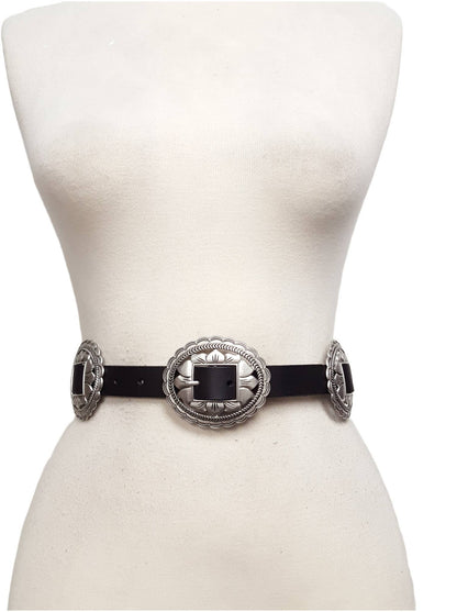 Genuine Leather Western Floral Concho Belt