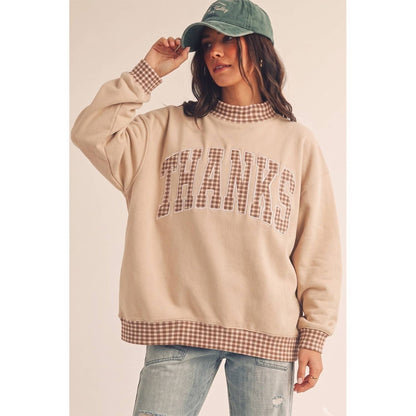 Vintage Thanks Gingham Patch Pullover