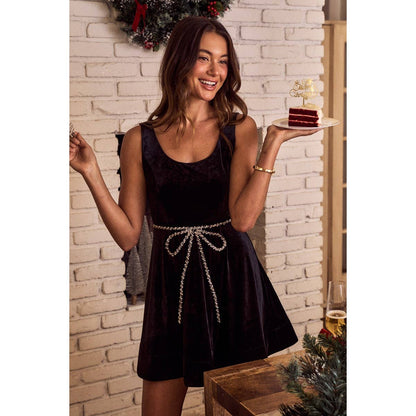 Velvet Bow Mini Dress