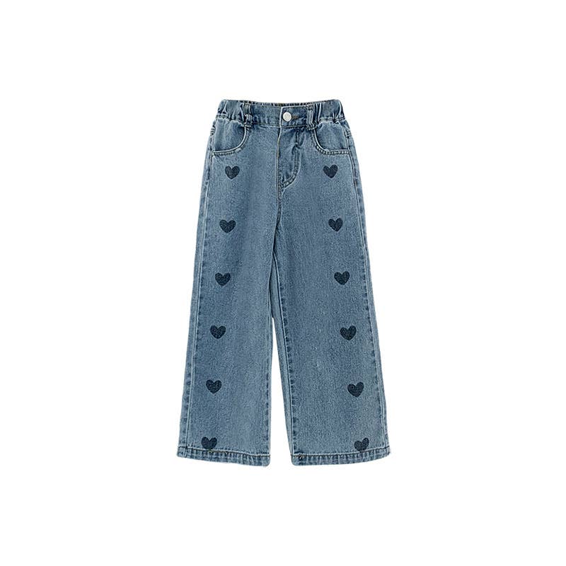 Heart Wide-Leg Denim Jeans