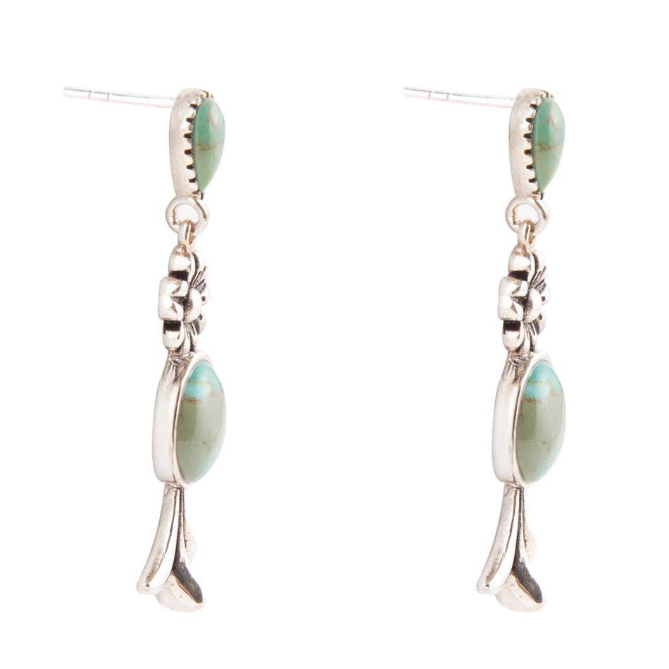 Barse Floral Turquoise and Sterling Silver Drop Earrings