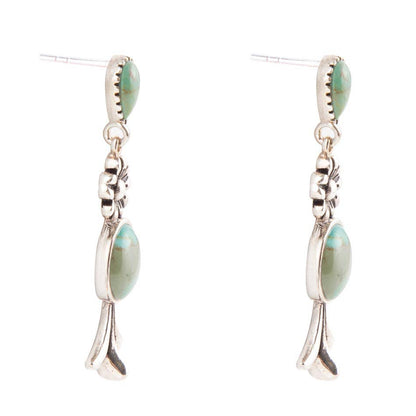 Barse Floral Turquoise and Sterling Silver Drop Earrings