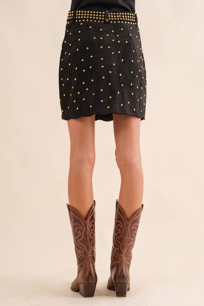 Suede Star Scallop Western Mini Skirt